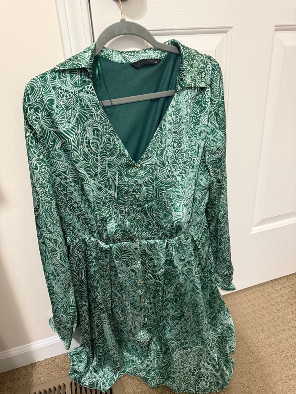Zara Green Paisley Mini Dress